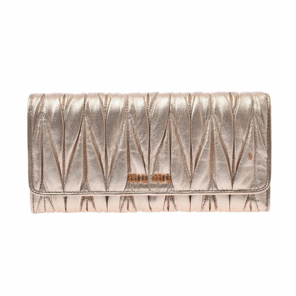 Miu Miu Handbags - Miu MIu Matelasse Long Wallet Gold Leather